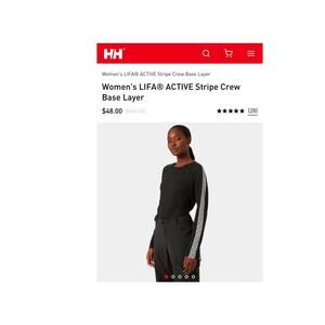 Helly Hansen women’s LIFA base layer top black white striped medium M